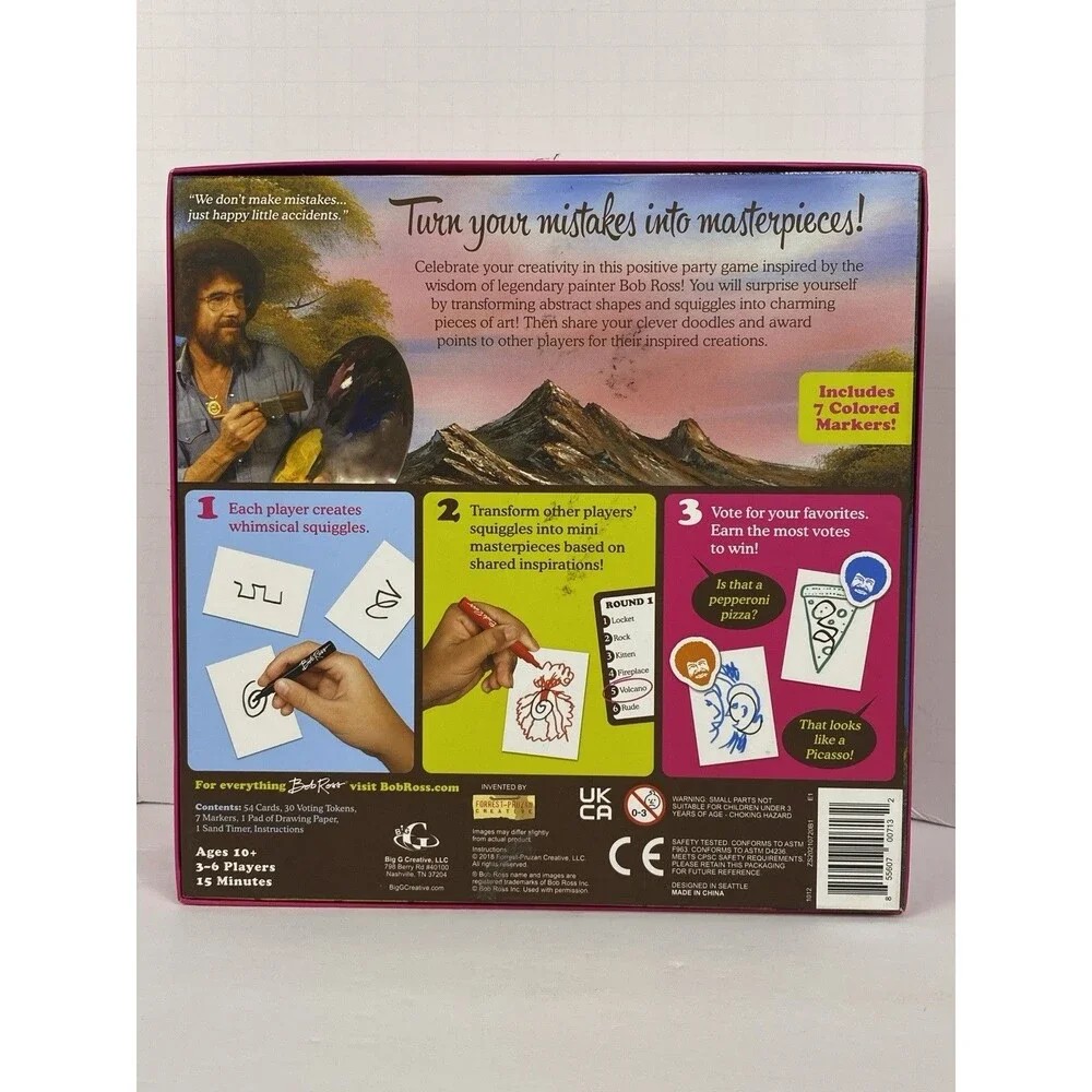 Bob Ross HAPPY LITTLE ACCIDENTS Drawing Party Game Ages 10+ BRAND NEW (2018)